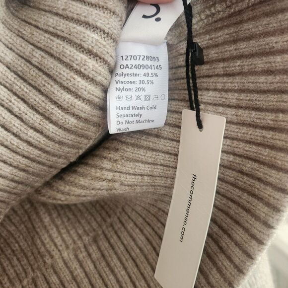 NWT COMMENSE Denim Collar Layered Sweater Beige Knit Sweater XS oversized fit - Picture 5 of 8
